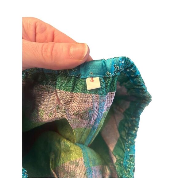 Kids Size 4 DACHUNG HWA Turquoise Silk Dragon Pajama Set Chinese Frog Buttons - Picture 9 of 12